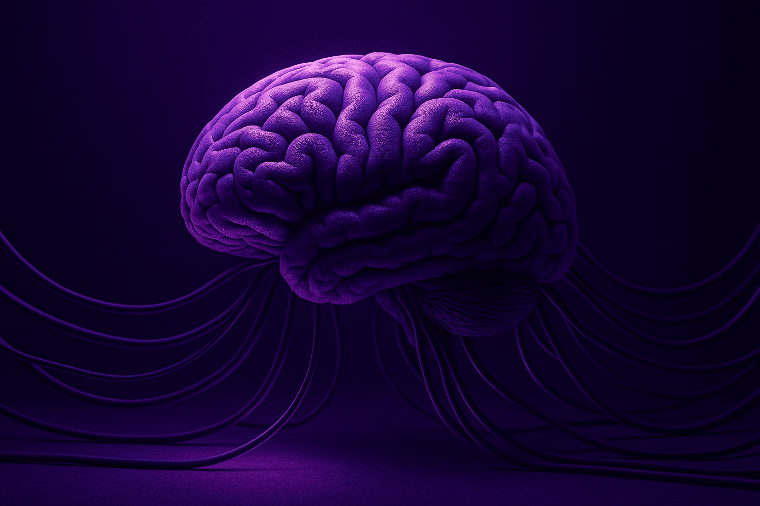 Visual de cérebro digital com conexões iluminadas